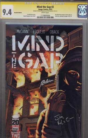 Mind The Gap #2 Cover F Recalled Edition Signed By Rodin Esquejo & Jim McCann CGC 9.4