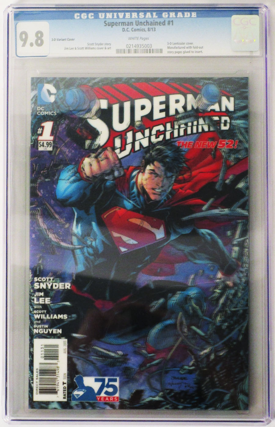 Superman Unchained #1 Cover N 3D Motion Cover CGC 9.8
