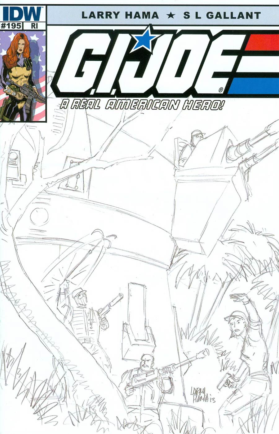 GI Joe A Real American Hero #195 Cover B Incentive Larry Hama Sketch Variant Cover