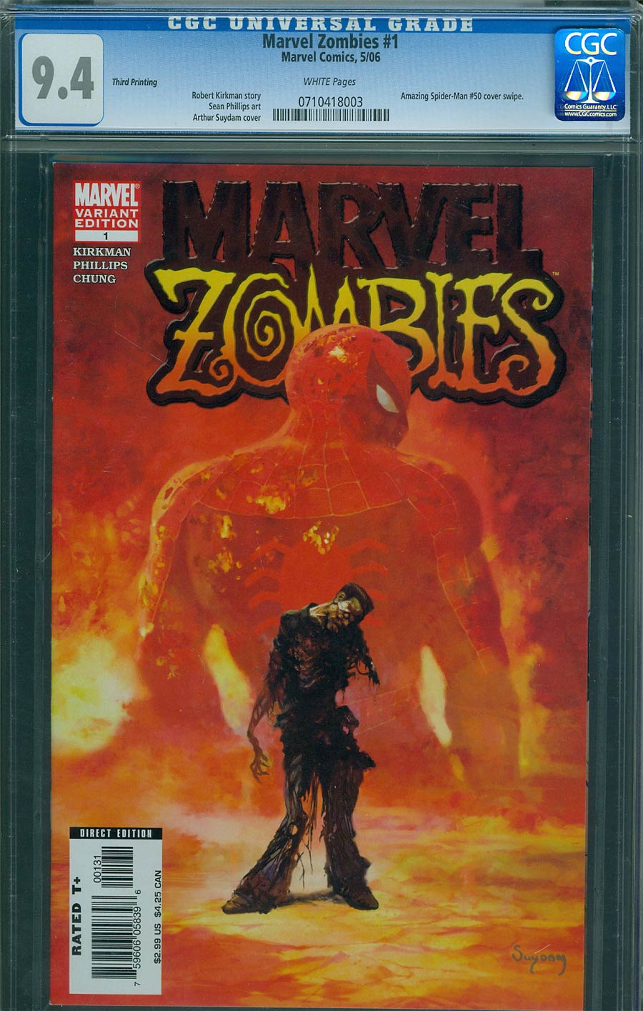 Marvel Zombies #1 Cover H 3rd Ptg Variant Cover CGC 9.4