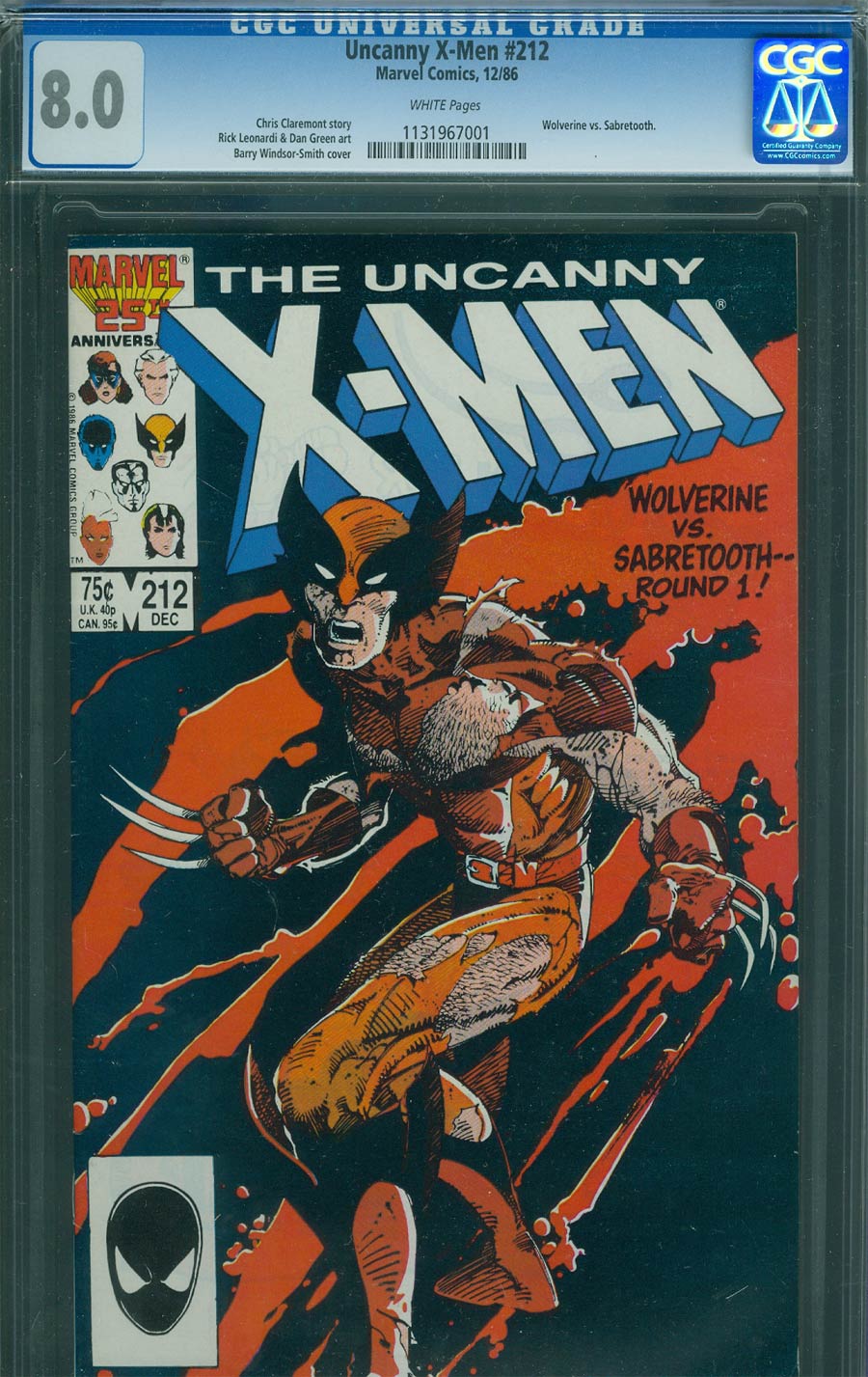 Uncanny X-Men #212 Cover B CGC 8.0