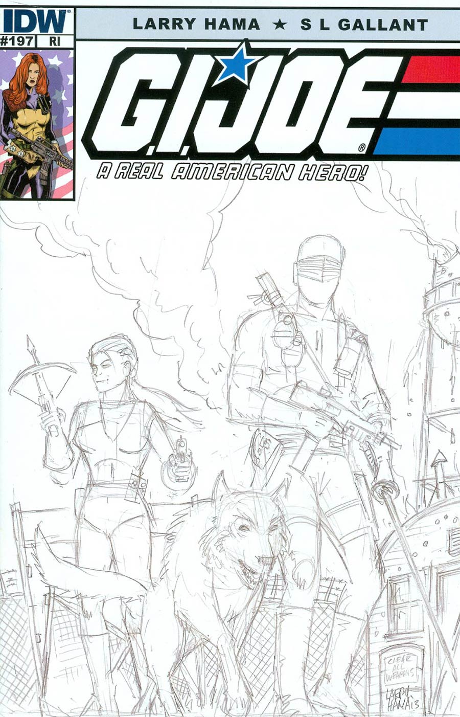 GI Joe A Real American Hero #197 Cover B Incentive Larry Hama Sketch Variant Cover