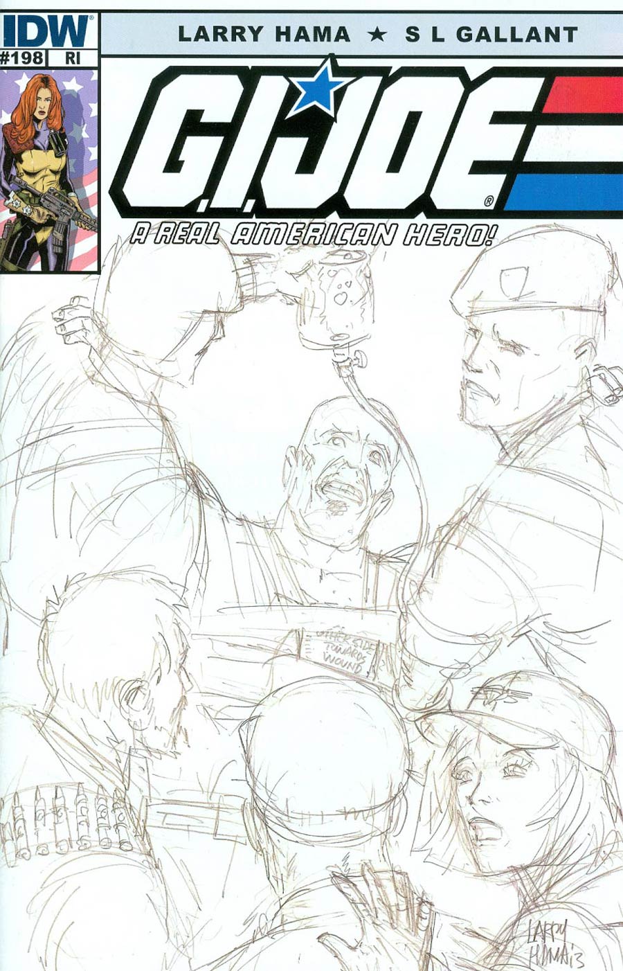 GI Joe A Real American Hero #198 Cover B Incentive Larry Hama Sketch Variant Cover