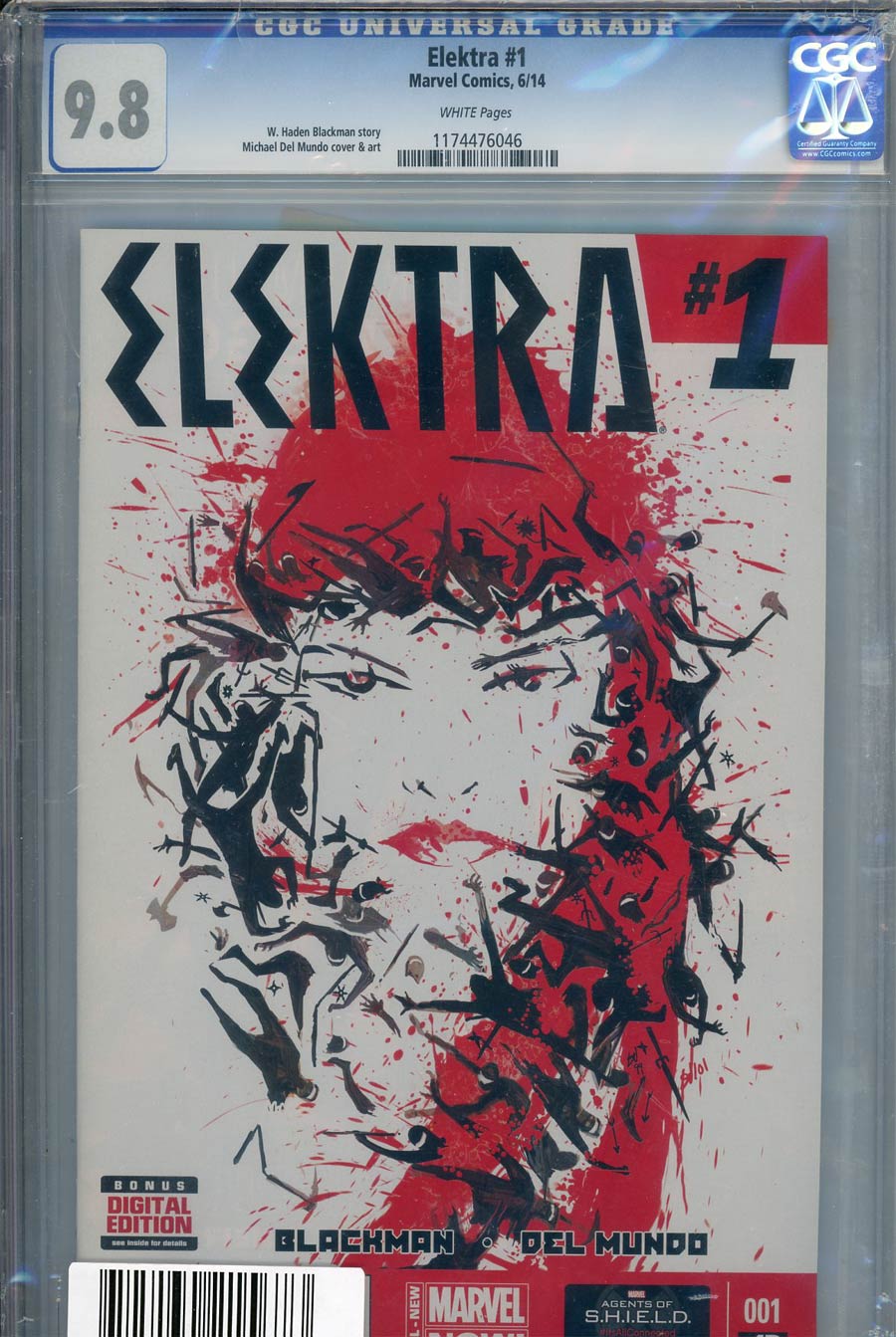 Elektra Vol 3 #1 Cover G DF CGC 9.8