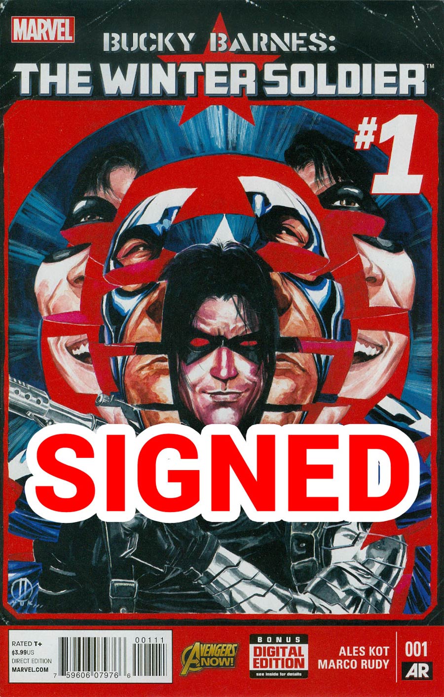 Bucky Barnes Winter Soldier #1 Cover G Regular Marco Rudy Cover Signed By Ales Kot
