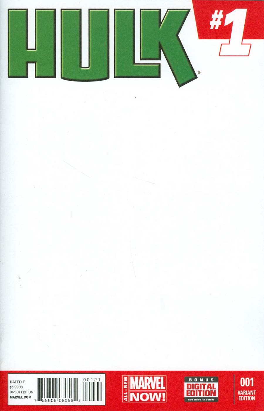 Hulk Vol 3 #1 Cover D Variant Blank Cover
