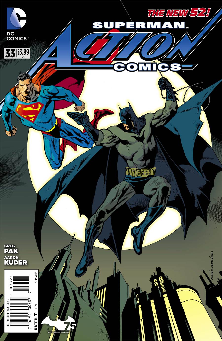 Action Comics Vol 2 #33 Cover B Variant Kevin Nowlan Batman 75th Anniversary Cover (Superman Doomed Tie-In)