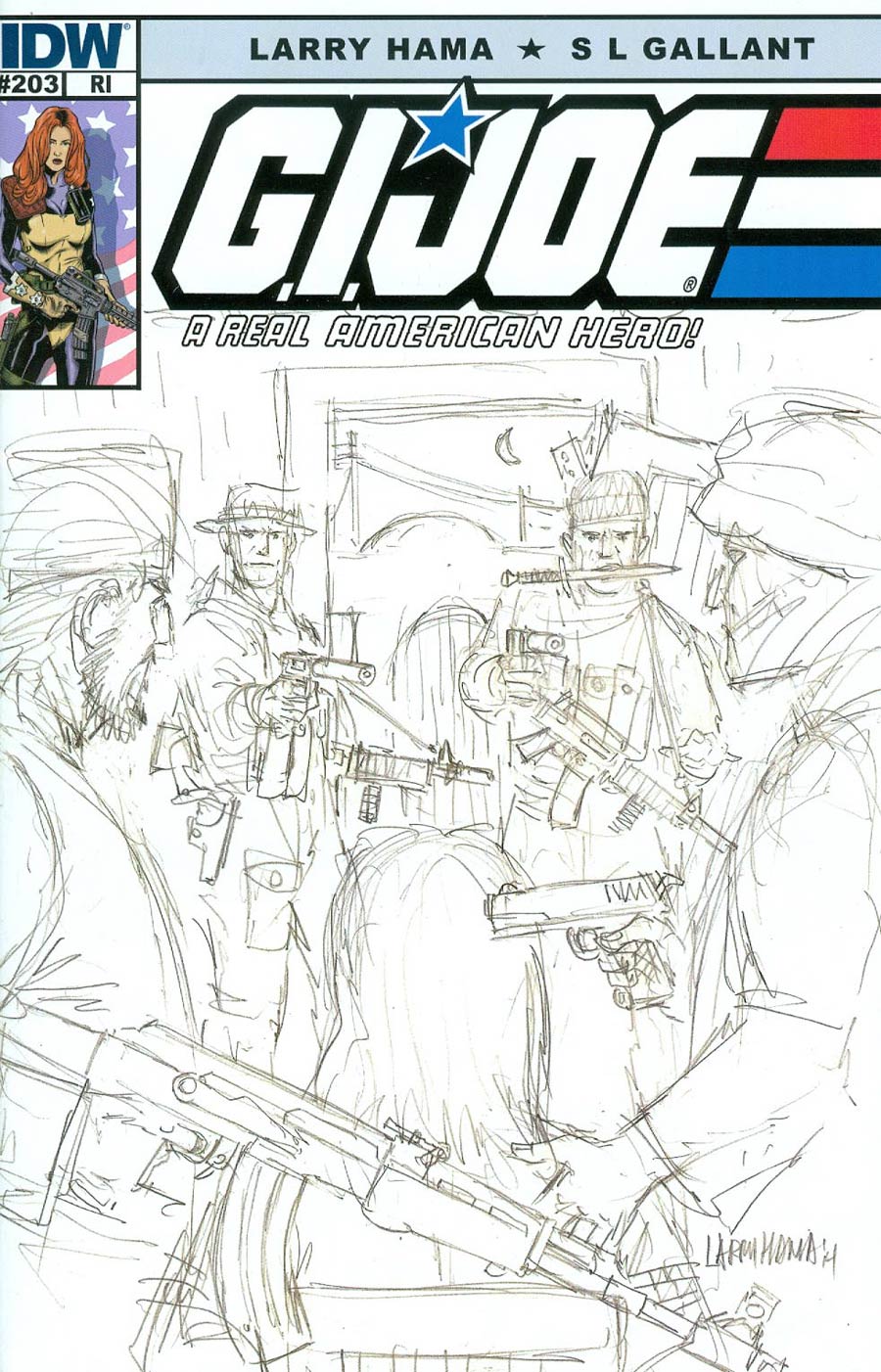 GI Joe A Real American Hero #203 Cover B Incentive Larry Hama Sketch Variant Cover