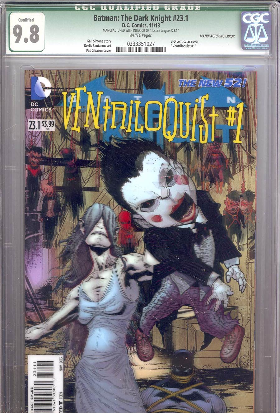 Batman The Dark Knight Vol 2 #23.1 Ventriloquist Cover D 3D Motion Cover Manufacturing Error CGC 9.8