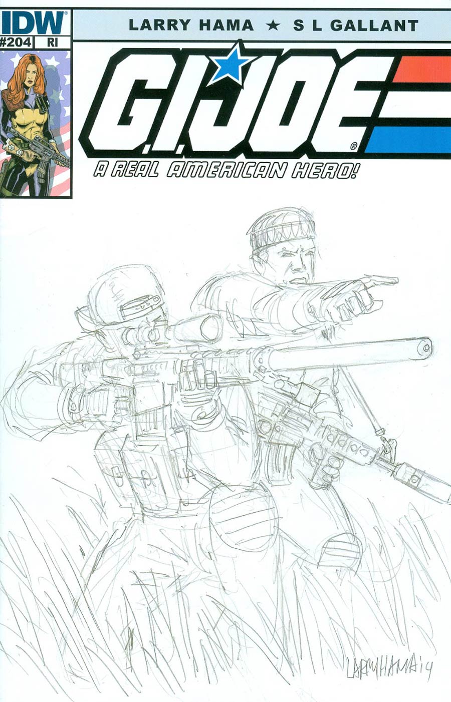 GI Joe A Real American Hero #204 Cover B Incentive Larry Hama Sketch Variant Cover