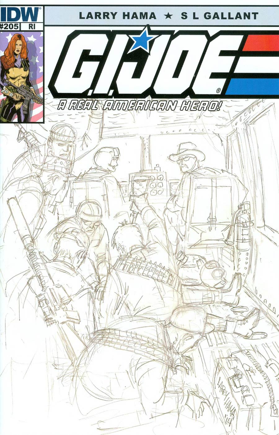 GI Joe A Real American Hero #205 Cover B Incentive Larry Hama Sketch Variant Cover