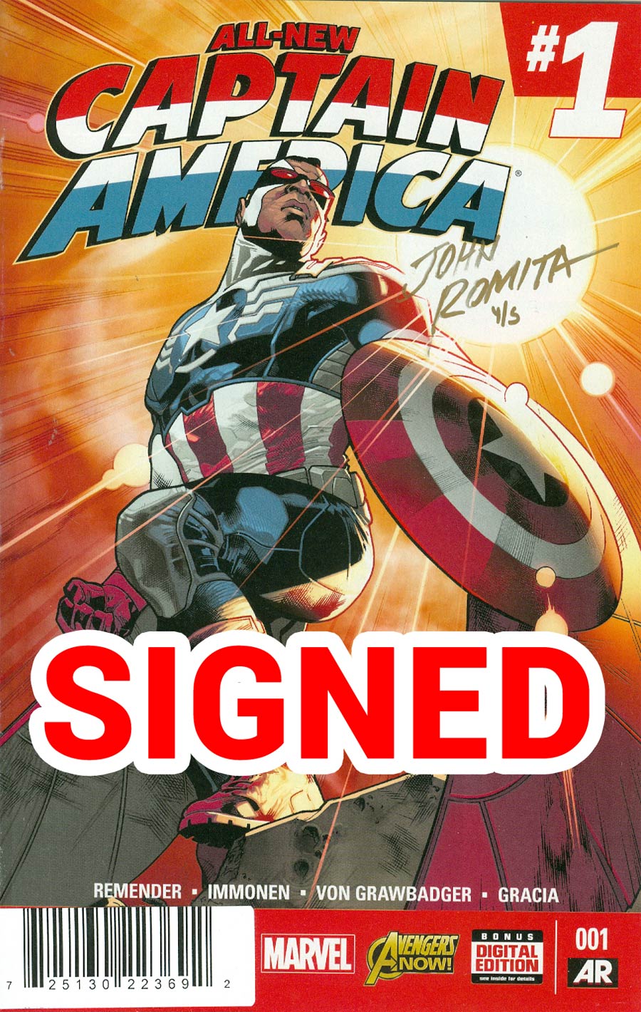 All-New Captain America #1 Cover K DF Gold Signature Series Signed By Johm Romita Sr