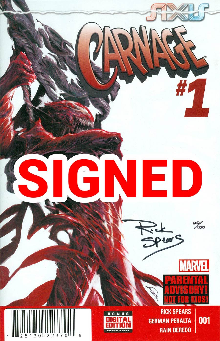 AXIS Carnage #1 Cover B DF Signed By Rick Spears