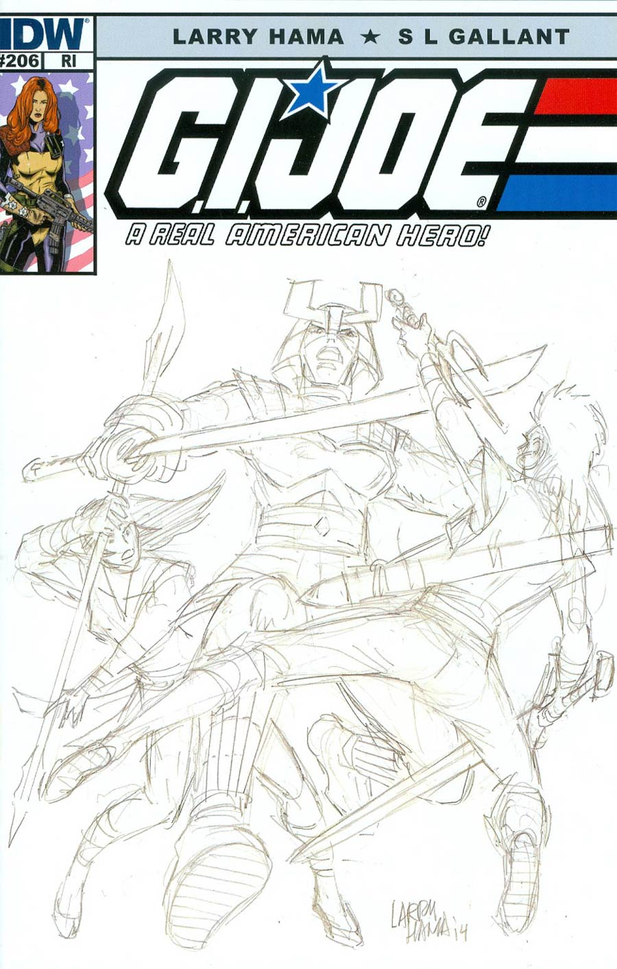 GI Joe A Real American Hero #206 Cover B Incentive Larry Hama Sketch Variant Cover