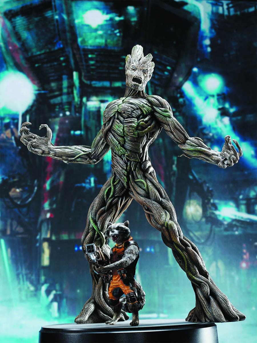 Guardians Of The Galaxy Groot With Rocket Raccoon Action Hero Vignette