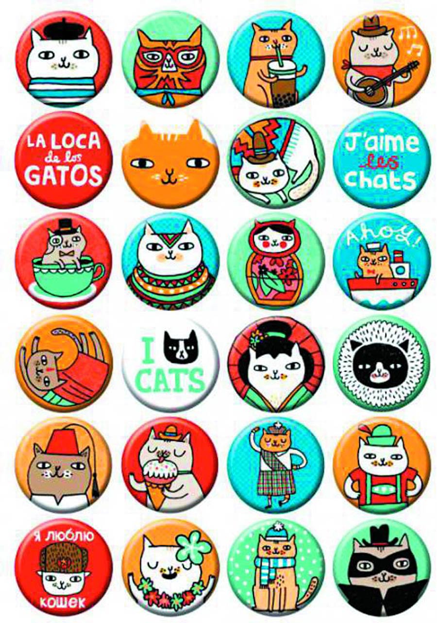 Cat Box 1-Inch Button 200-Piece Display