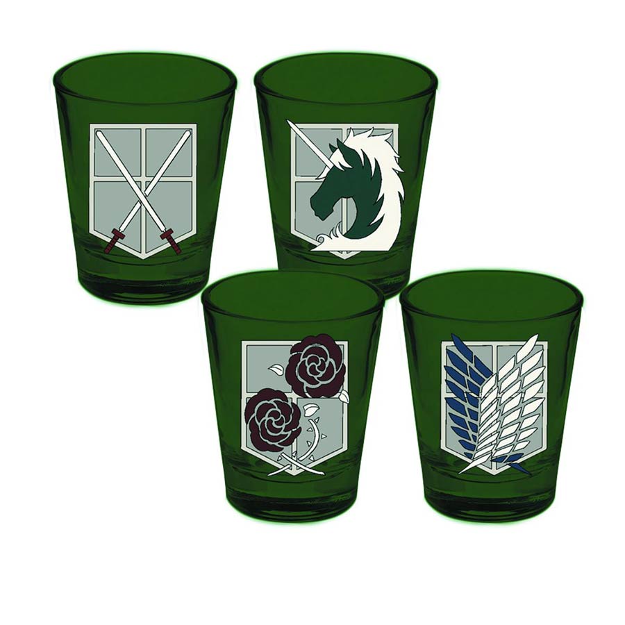 Attack On Titan Corps Badges 4-Pack Shot Glass Set