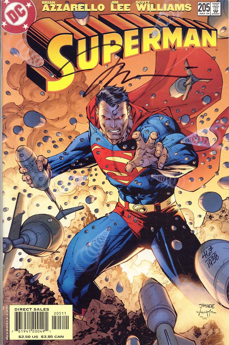 Superman Vol 2 #205 Cover C DF Signed By Jim Lee