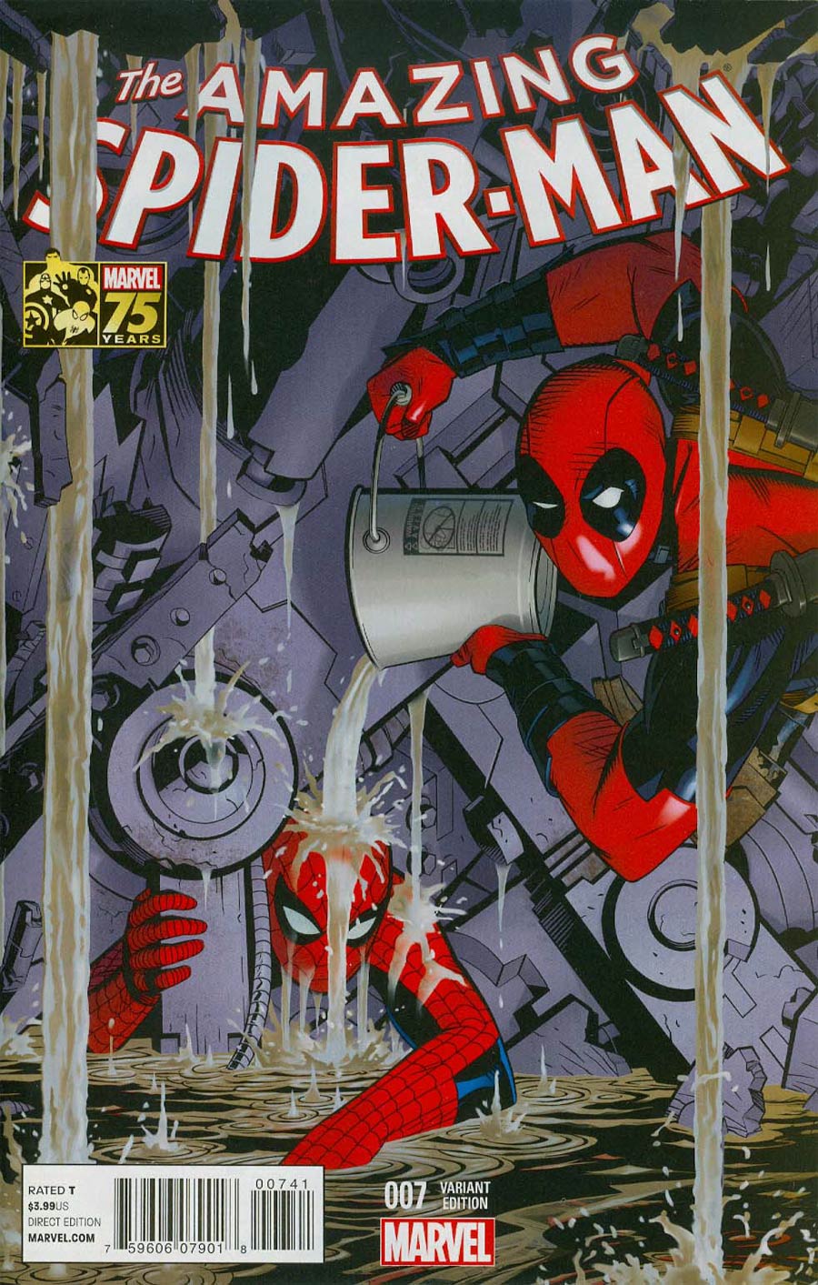 Amazing Spider-Man Vol 3 #7 Cover E Incentive Deadpool 75th Anniversary Photobomb Variant Cover (Edge Of Spider-Verse Tie-In)