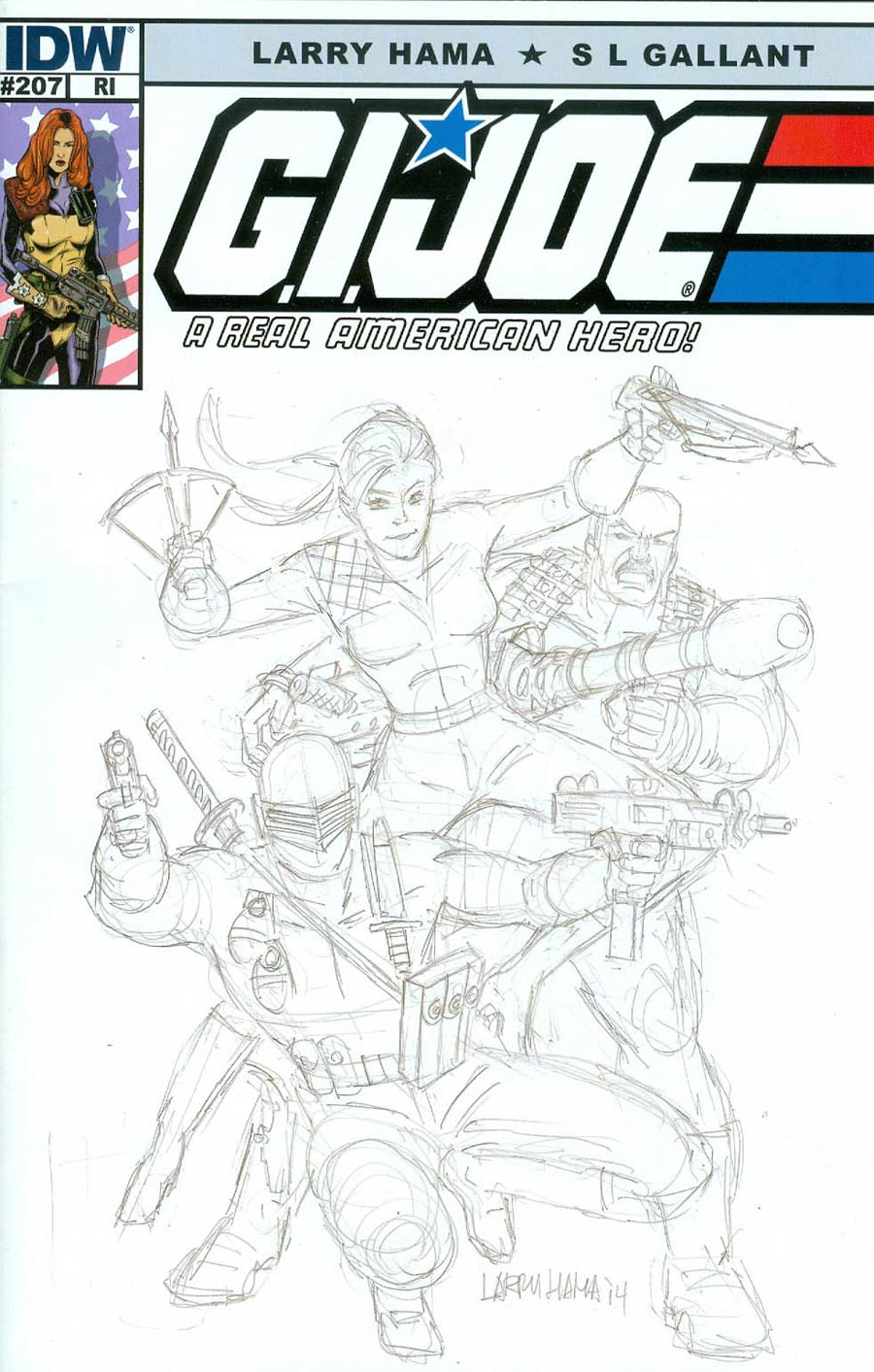 GI Joe A Real American Hero #207 Cover B Incentive Larry Hama Sketch Variant Cover