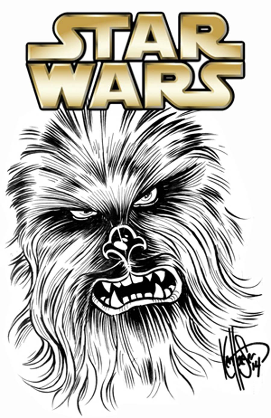 Star Wars Vol 4 #1 Cover Z-A DF Ken Haeser Remarked Chewbacca Hand-Drawn Sketch Variant Cover