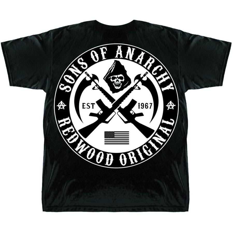 Sons Of Anarchy Black & White Crossed Logo Black T-Shirt Large