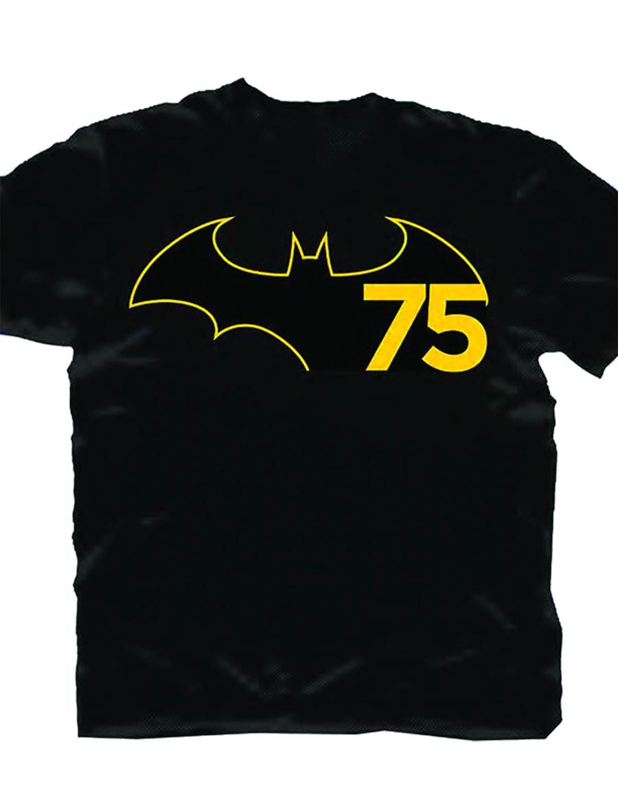 DC Heroes Batman 75th Anniversary Symbol Previews Exclusive Black T-Shirt Large