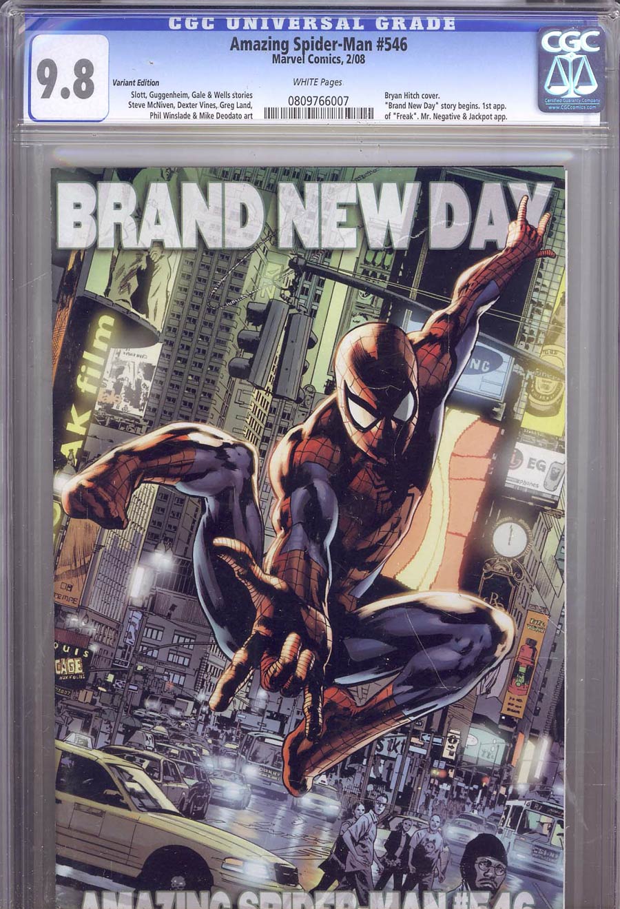 Amazing Spider-Man Vol 2 #546 CGC 9.8 Incentive Bryan Hitch Variant Cover