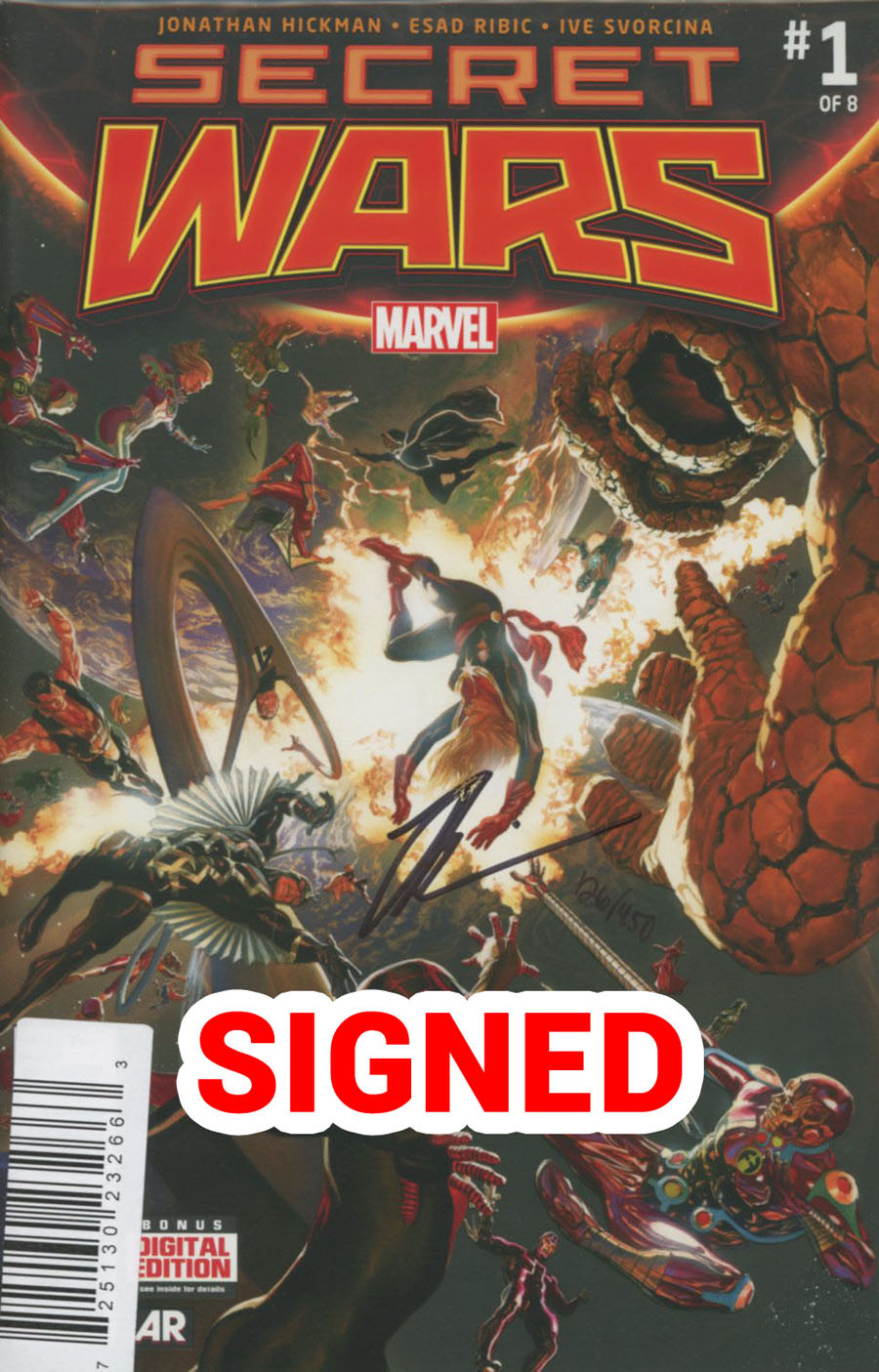 Secret Wars #1 Cover P DF Signed By Jonathan Hickman