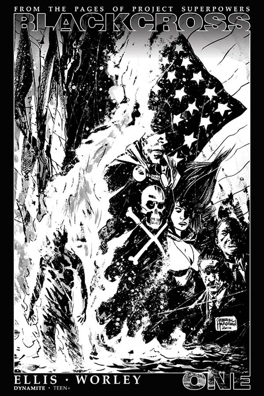 Project Superpowers Blackcross #1 Cover K Incentive Gabriel Hardman Black & White Cover