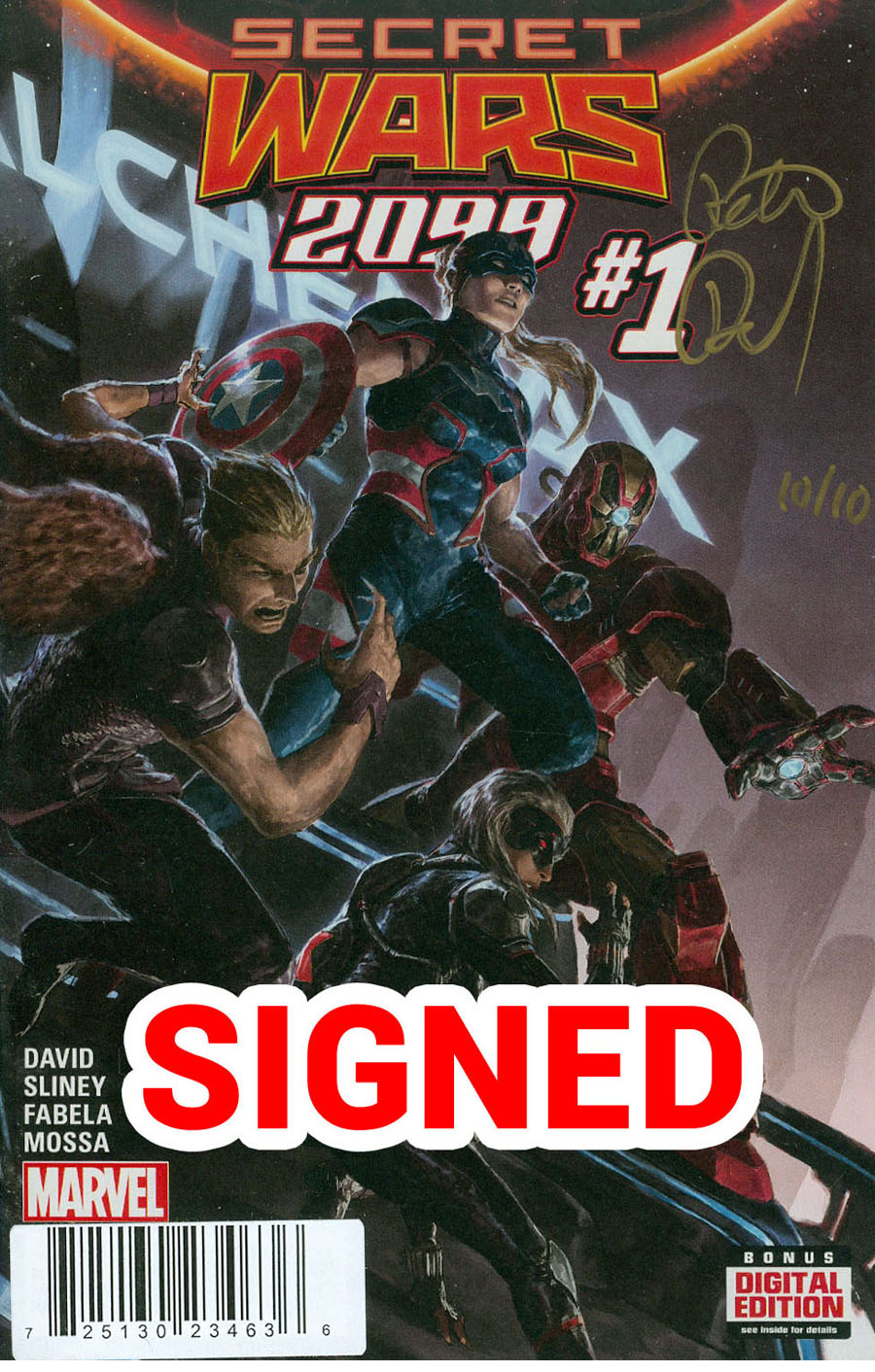 Secret Wars 2099 #1 Cover D DF Gold Signature Elite Series Signed By Peter David (Secret Wars Warzones Tie-In)