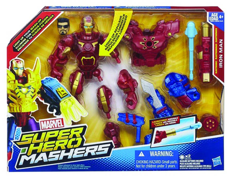 Avengers Super Hero Masher Electronic Iron Man Action Figure Case
