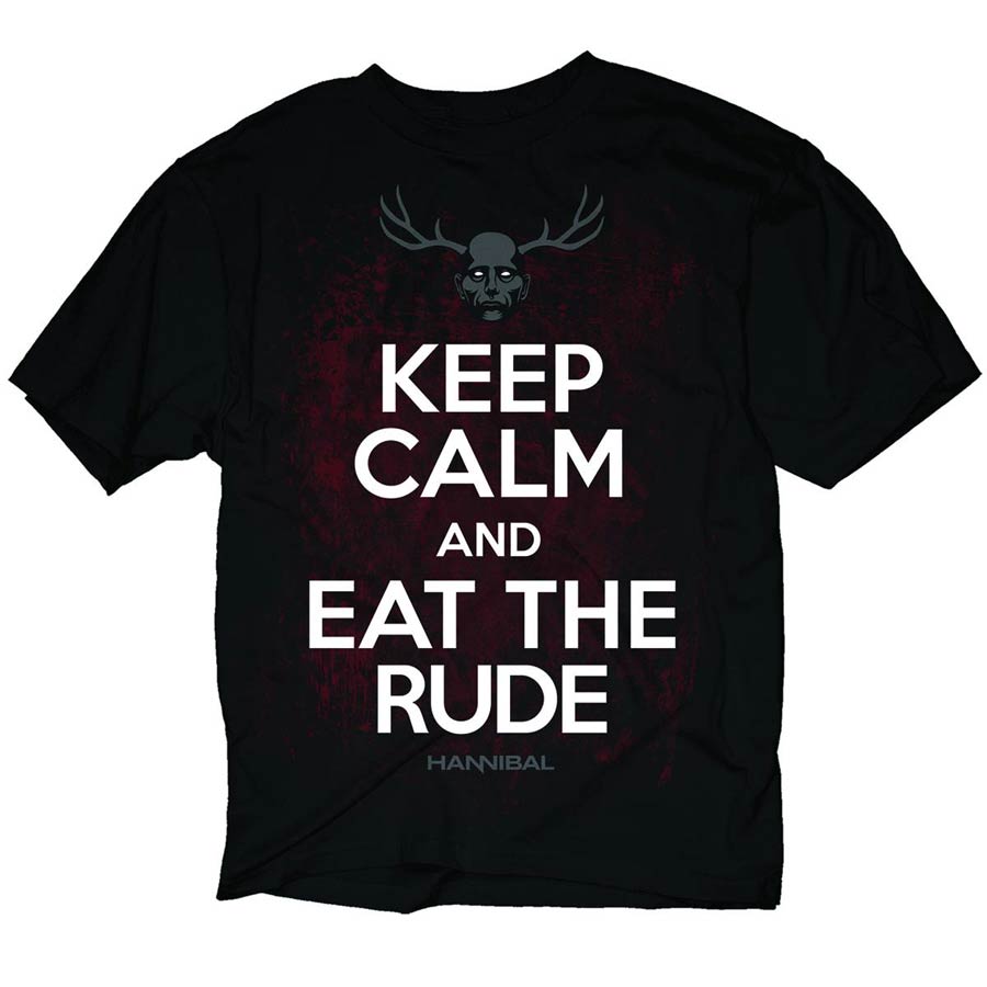 Hannibal Keep Calm And Eat The Rude Black T-Shirt Large