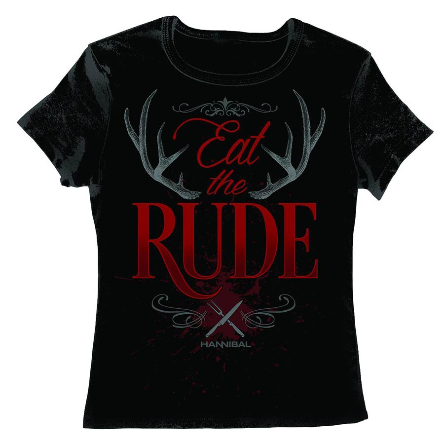 Hannibal Keep Calm And Eat The Rude Womens Black T-Shirt Large