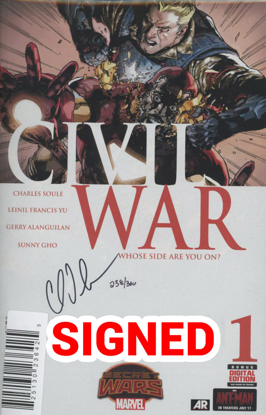 Civil War (Secret Wars) #1 Cover I DF Signed By Charles Soule (Secret Wars Warzones Tie-In)