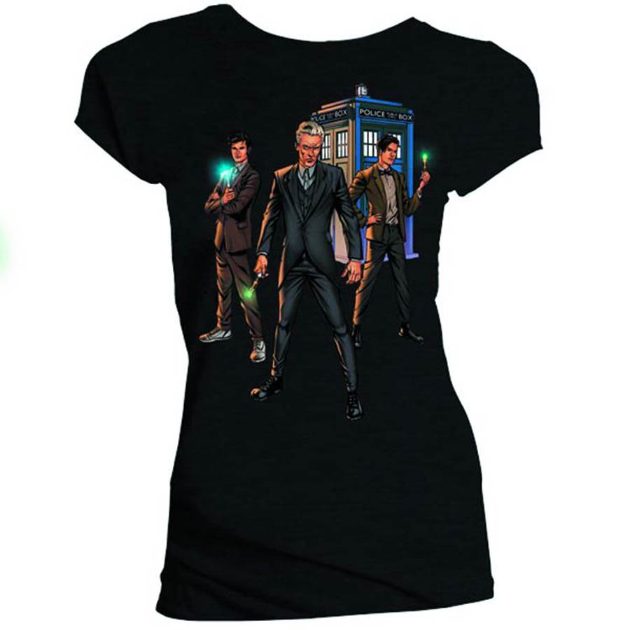 Doctor Who Three Doctors Doctor Who Day Previews Exclusive Womens T-Shirt Large