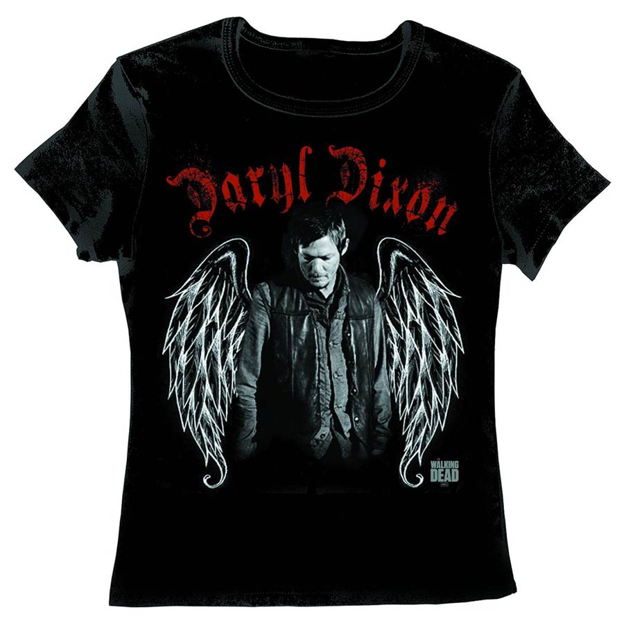 Walkiing Dead Daryl Wings Black Womens T-Shirt Large