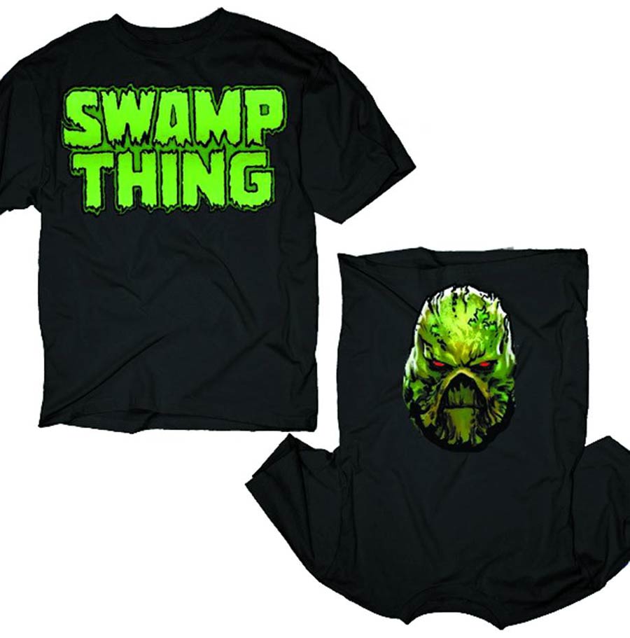 DC Swamp Thing Flip Mask Previews Exclusive Black T-Shirt Large