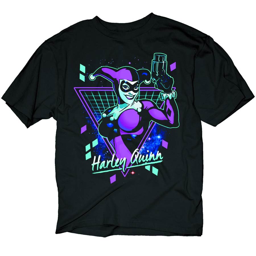 Harley Quinn 80s Black T-Shirt Large