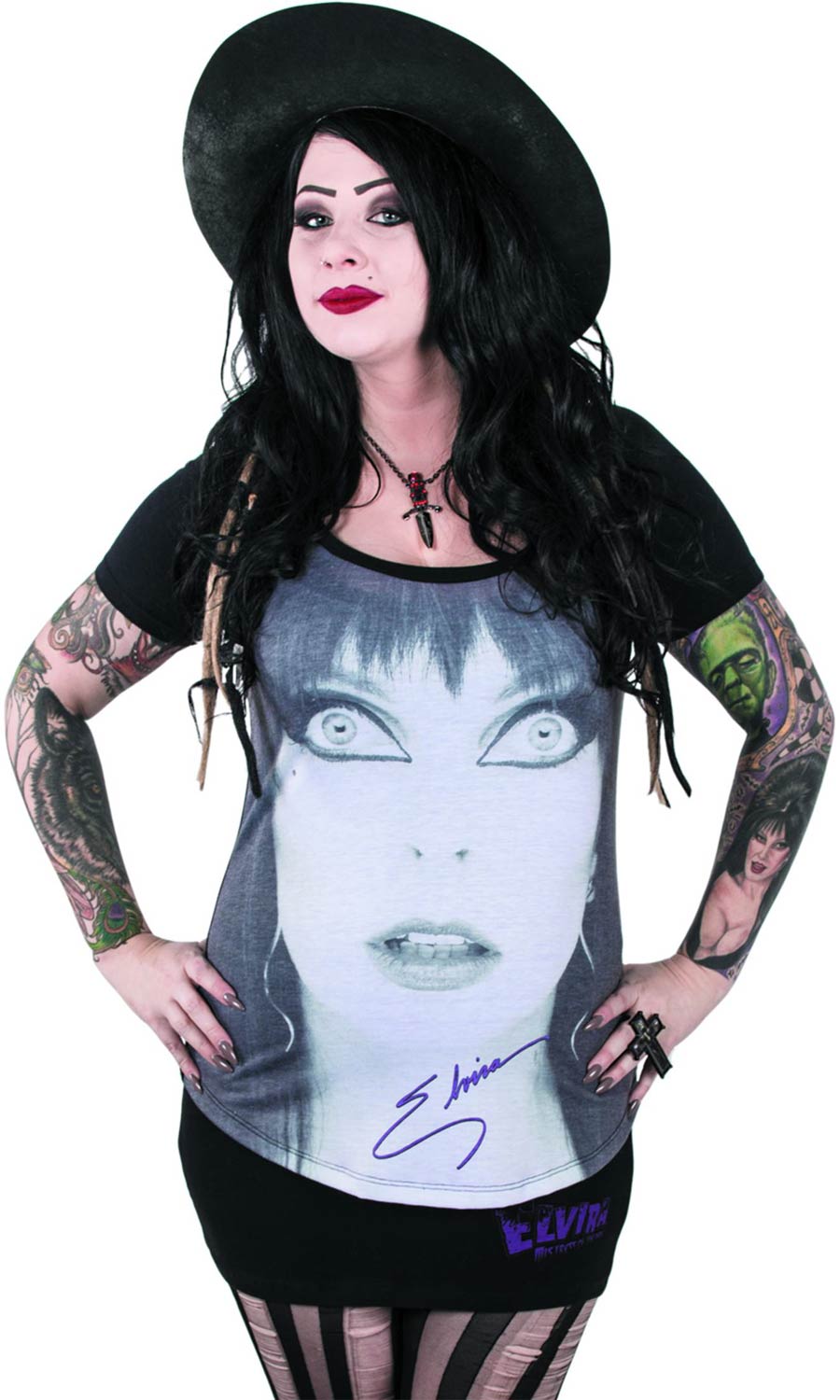 Elvira Glamour Eyes Loose Fit Womens T-Shirt Large