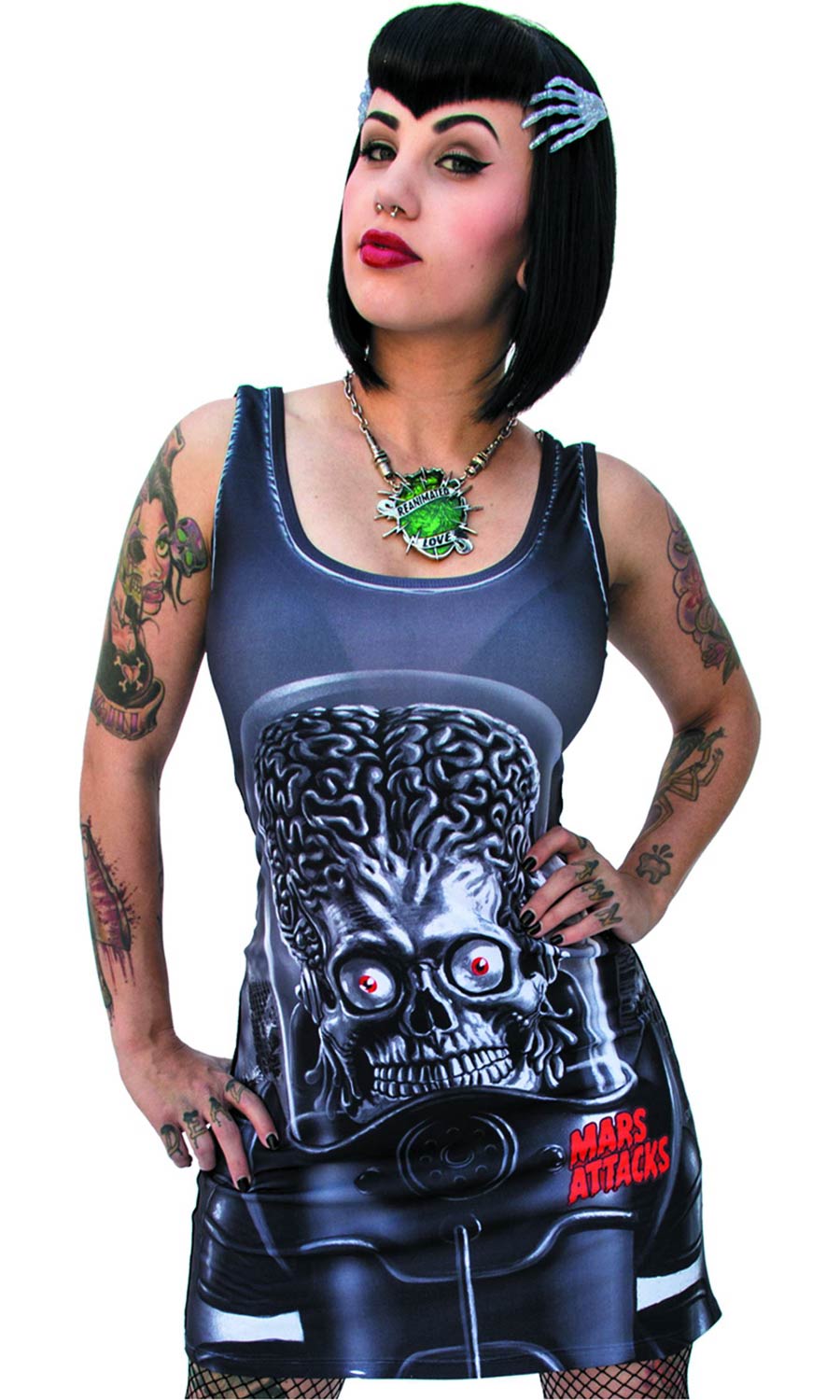 Mars Attacks Martian Black Tank Dress Large