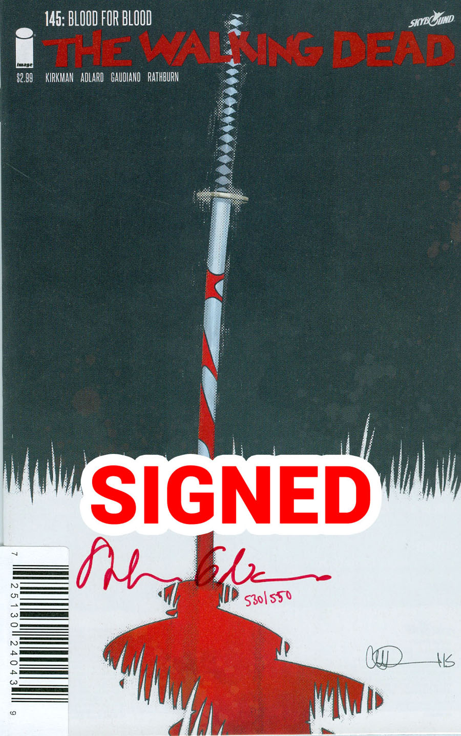 Walking Dead #145 Cover B DF Blood Red Signature Series Signed By Stefano Gaudiano