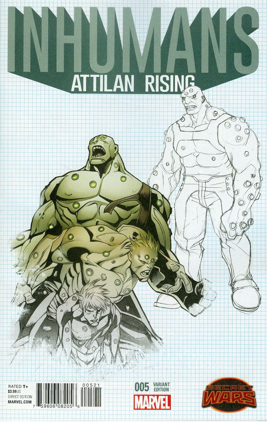 Inhumans Attilan Rising #5 Cover B Incentive Dave Johnson Design Variant Cover (Secret Wars Battleworld Tie-In)