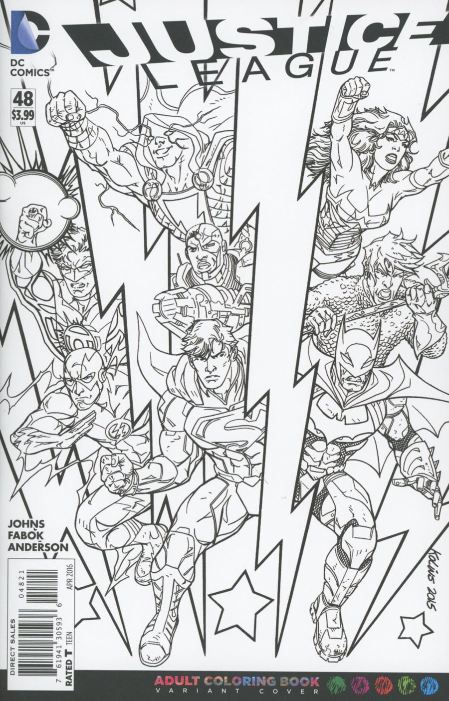 Justice League Vol 2 #48 Cover B Variant Scott Kolins Adult Coloring Book Cover