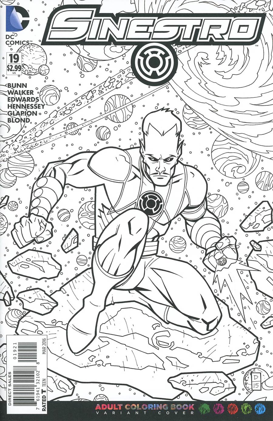 Sinestro #19 Cover B Variant Derec Donovan Adult Coloring Book Cover