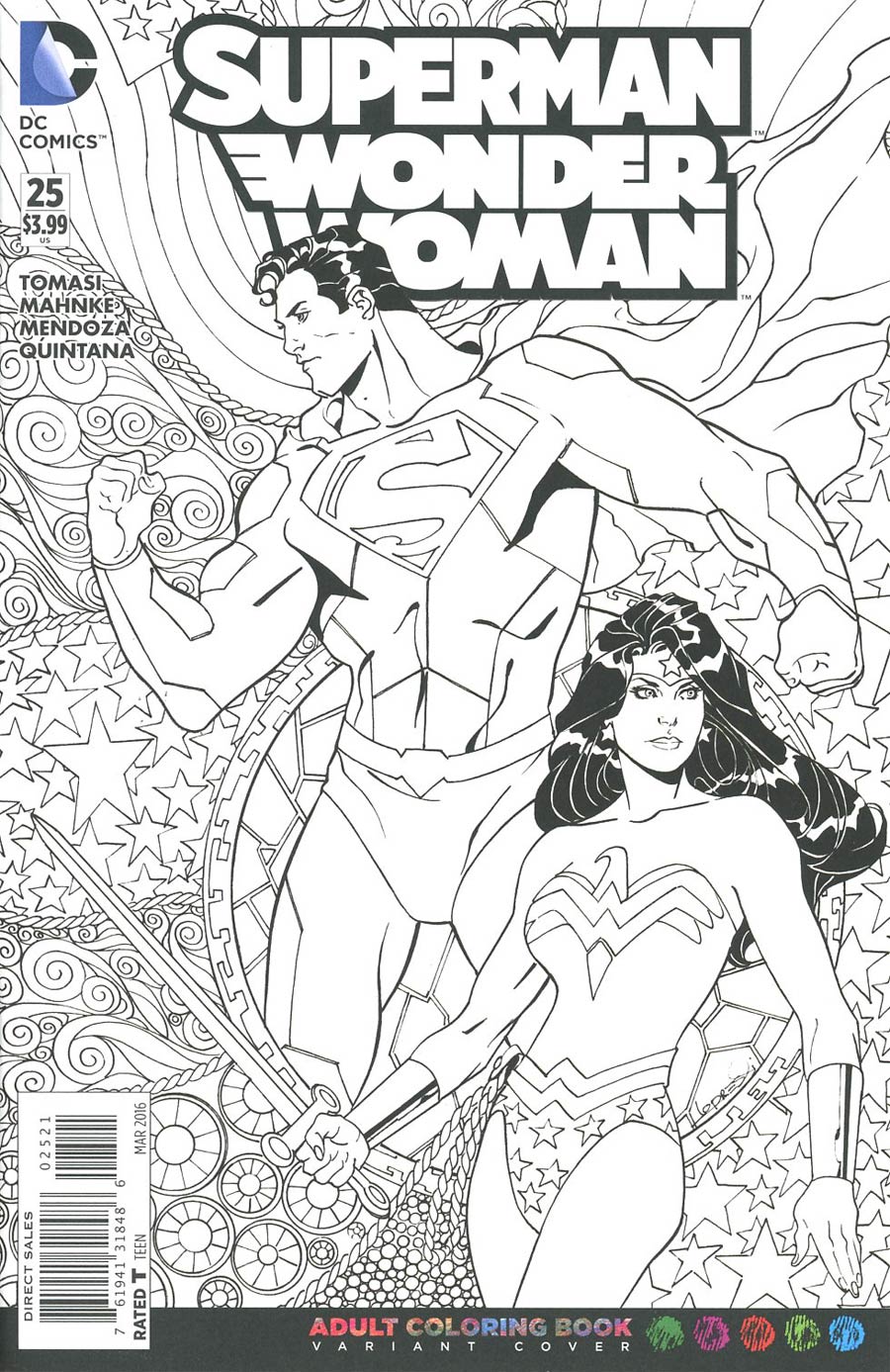 Superman Wonder Woman #25 Cover B Variant Aaron Lopresti Adult Coloring Book Cover