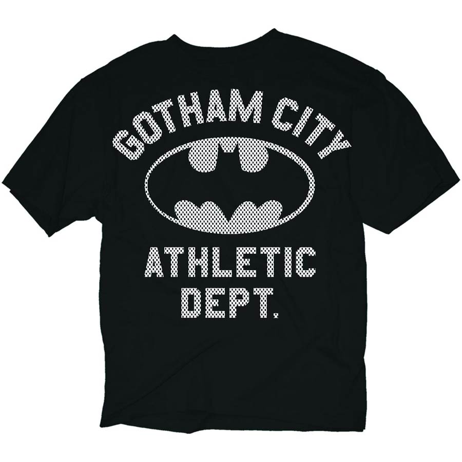 Batman Gotham Athletic Mesh Black T-Shirt Large