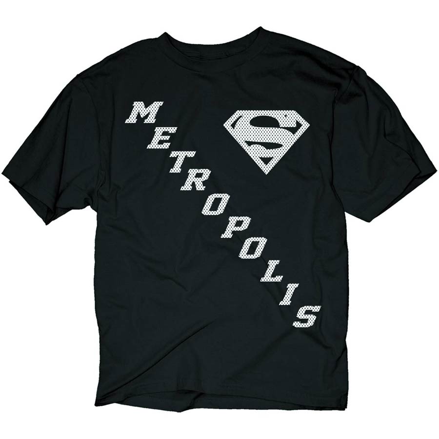 Superman Metropolis Athletic Mesh Black T-Shirt Large