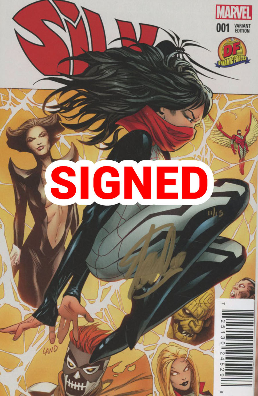 Silk Vol 2 #1 Cover E DF Exclusive Greg Land Connecting Variant Cover Gold Signature Series Signed By Stan Lee