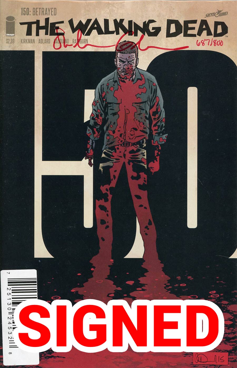 Walking Dead #150 Cover F DF Blood Red Signature Series Signed By Stefano Gaudiano